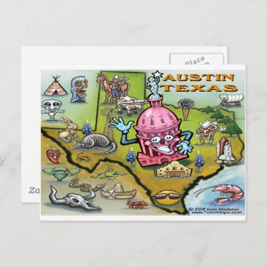 Austin TX Briefkaart (Voorkant / Achterkant)