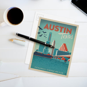 Austin, TX - Congress Avenue Bridge Briefkaart