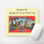 Austin TX-kaartcoördinaten stijl Muismat (Met muis)