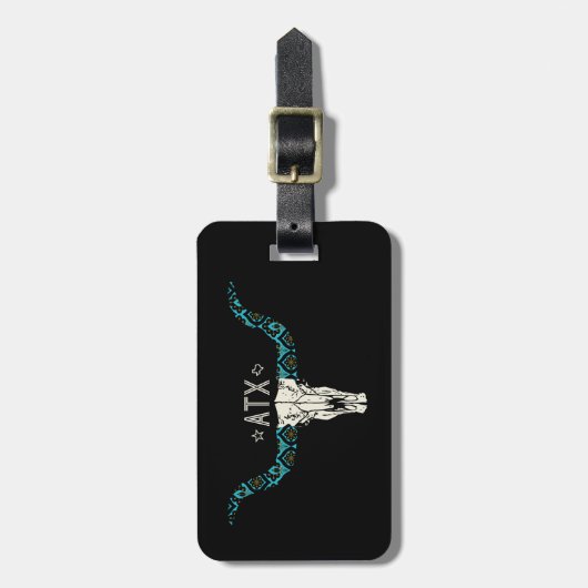 Austin TX Long Horn Skull Bagagelabel  (Voorkant verticaal)