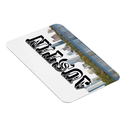 Austin TX Skyline met Austin in de Sky Magnet Magneet (Rechterzijde)