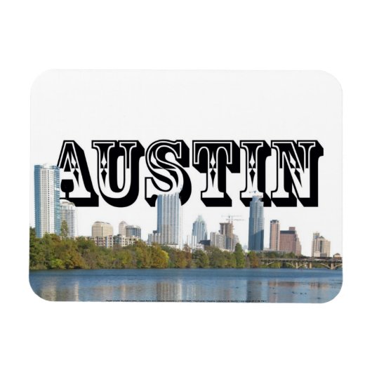 Austin TX Skyline met Austin in de Sky Magnet Magneet (Horizontaal)