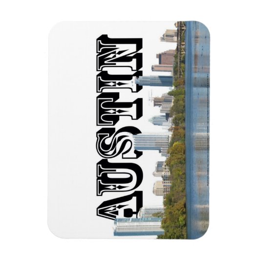Austin TX Skyline met Austin in de Sky Magnet Magneet (Verticaal)