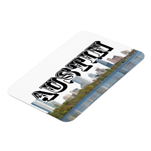 Austin TX Skyline met Austin in de Sky Magnet Magneet (Linkerzijde)