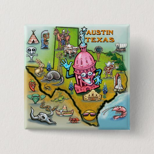 Austin TX Vierkante Button 5,1 Cm (Voorkant)