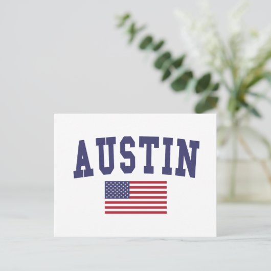 Austin US Flag Briefkaart (Staand voorkant)