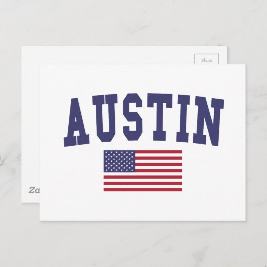 Austin US Flag Briefkaart (Voorkant / Achterkant)