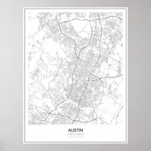 Austin, US Minimalist Map Poster