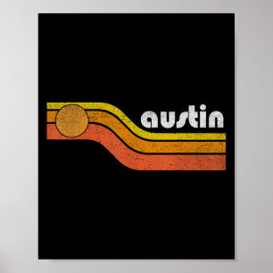Austin - Vintage Mannen Vrouwen 70er 80er Grafisch Poster