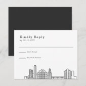 Austin Wedding | Gestileerde Skyline RSVP Kaartje (Voorkant / Achterkant)