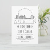 Austin Wedding | Gestileerde Skyline uitnodiging (Staand voorkant)