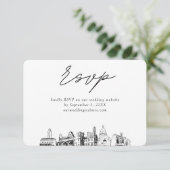 Austin Wedding Minimalist Sketch RSVP Informatiekaartje (Staand voorkant)