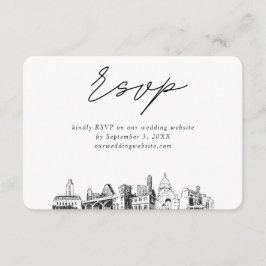 Austin Wedding Minimalist Sketch RSVP Informatiekaartje