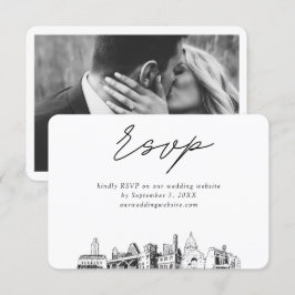 Austin Wedding Minimalist Sketch RSVP Informatiekaartje