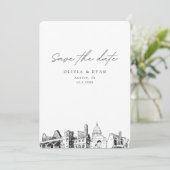 Austin Wedding Save the Date Downtown Bruiloft Kaart (Staand voorkant)
