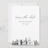 Austin Wedding Save the Date Downtown Bruiloft Kaart (Voorkant)