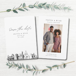 Austin Wedding Save the Date Downtown Bruiloft Kaart