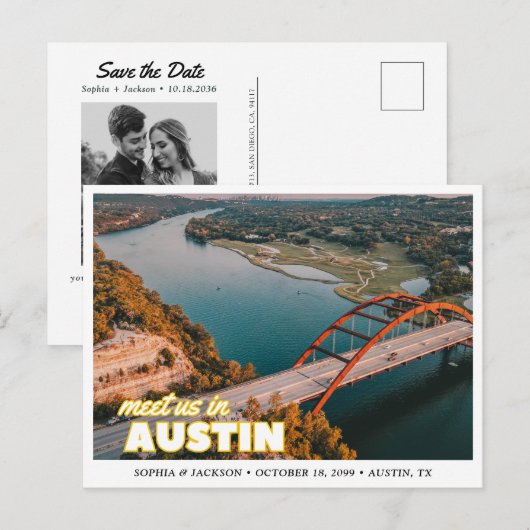 Austin Wedding Save the Date Postcard Briefkaart (Voorkant / Achterkant)