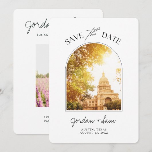 Austin Wedding Texas State Capitol Save the Date Kaart (Voorkant / Achterkant)