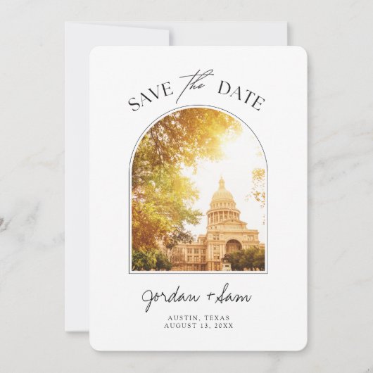 Austin Wedding Texas State Capitol Save the Date Kaart (Voorkant)