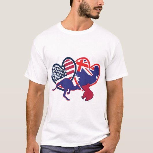 Austrailia USA Kangaroo Koala T-shirt (Voorkant)