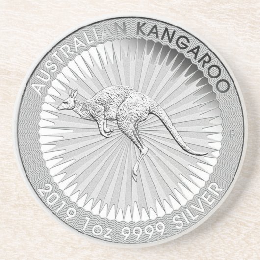 AUSTRALAIN KANGAROOCOIN ZANDSTEEN ONDERZETTER (Voorkant)