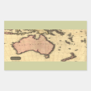 Australaziatische kaart 1818 - Australië, Nieuw-Z Rechthoekige Sticker