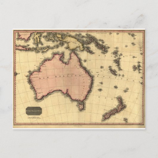 Australaziatische kaart 1818 - Australië, Nieuw-Ze (Voorkant)