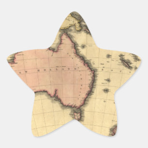 Australaziatische kaart 1818 - Australië, Nieuw-Ze Ster Sticker