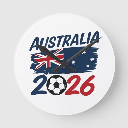Australia 2026 Soccer Fan Design Flag Colors Ronde Klok (Voorkant)
