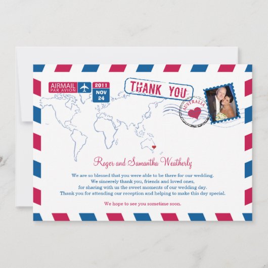 Australia Air Mail Wedding Bedankt (Voorkant)