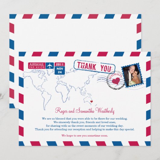 Australia Air Mail Wedding Bedankt (Voorkant / Achterkant)