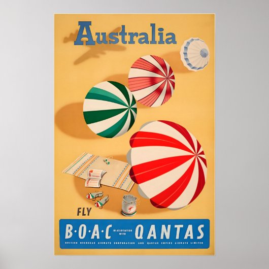 Australia Art Australian Beach Print Qantas Travel (Voorkant)
