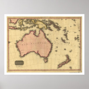 Australia Asia Map door John Pinkerton 1818 Poster