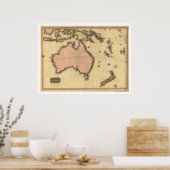 Australia Asia Map door John Pinkerton 1818 Poster (Keuken)