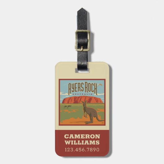 Australia | Ayers Rock Kangoeroes Bagagelabel (Voorkant verticaal)