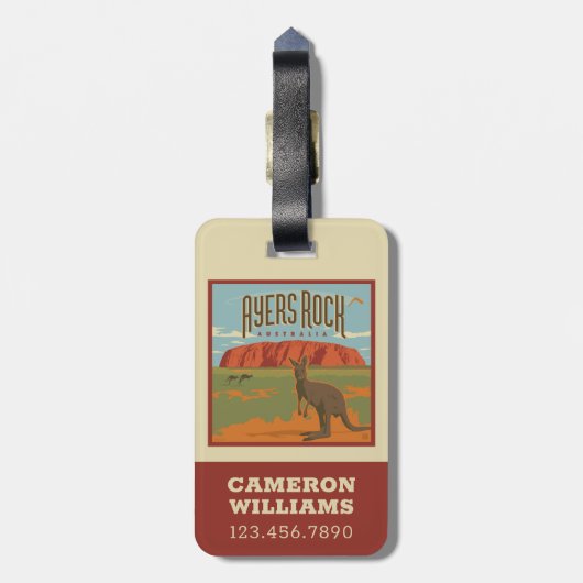 Australia | Ayers Rock Kangoeroes Bagagelabel (Achterkant verticaal)