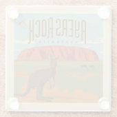 Australia | Ayers Rock Kangoeroes Glazen Onderzetter (Achterkant)