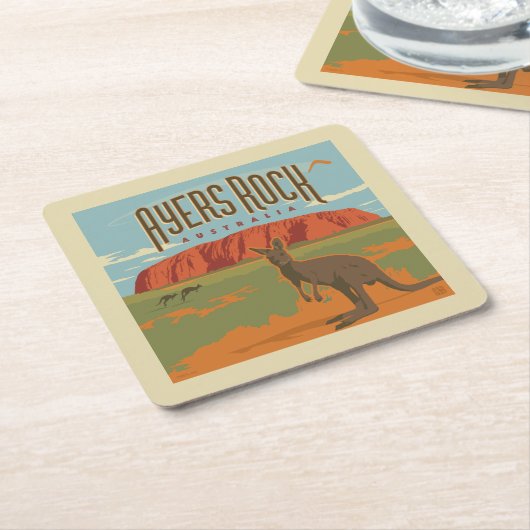 Australia | Ayers Rock Kangoeroes Kartonnen Onderzetters (Schuin)