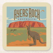 Australia | Ayers Rock Kangoeroes Kartonnen Onderzetters (Voorkant)