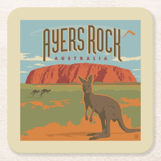 Australia | Ayers Rock Kangoeroes Kartonnen Onderzetters (Voorkant)
