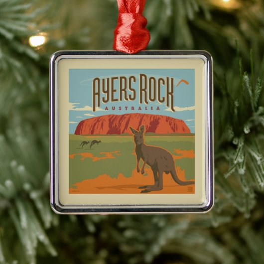 Australia | Ayers Rock Kangoeroes Metalen Ornament (Boom)
