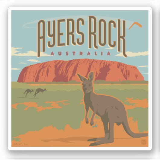 Australia | Ayers Rock Kangoeroes Sticker (Voorkant)