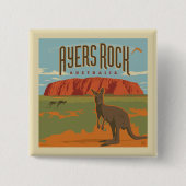 Australia | Ayers Rock Kangoeroes Vierkante Button 5,1 Cm (Voorkant)
