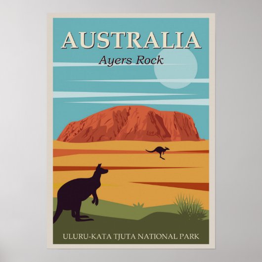 Australia Ayers Rock Vintage Travel Poster (Voorkant)