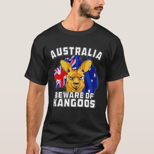 Australia Beware of Kangoos Down Under Australia T-shirt (Voorkant)