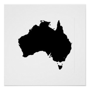 Australia Black Silhouette Map Perfect Poster