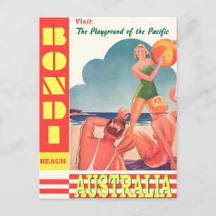 Australia Bondi Beach Vintage Travel Briefkaart