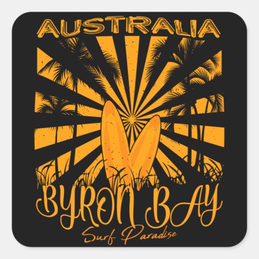 Australia Byron Bay Surf Paradise Vierkante Sticker (Voorkant)