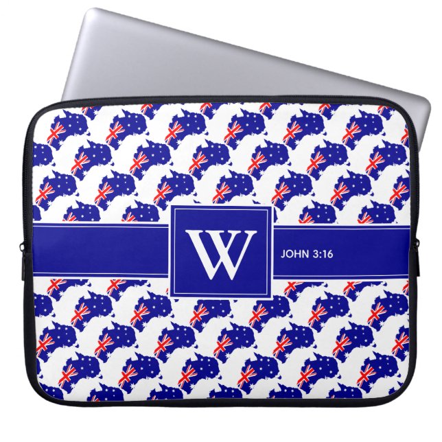 AUSTRALIA Christelijke scriptmonogram laptop Laptop Sleeve (Voorkant)